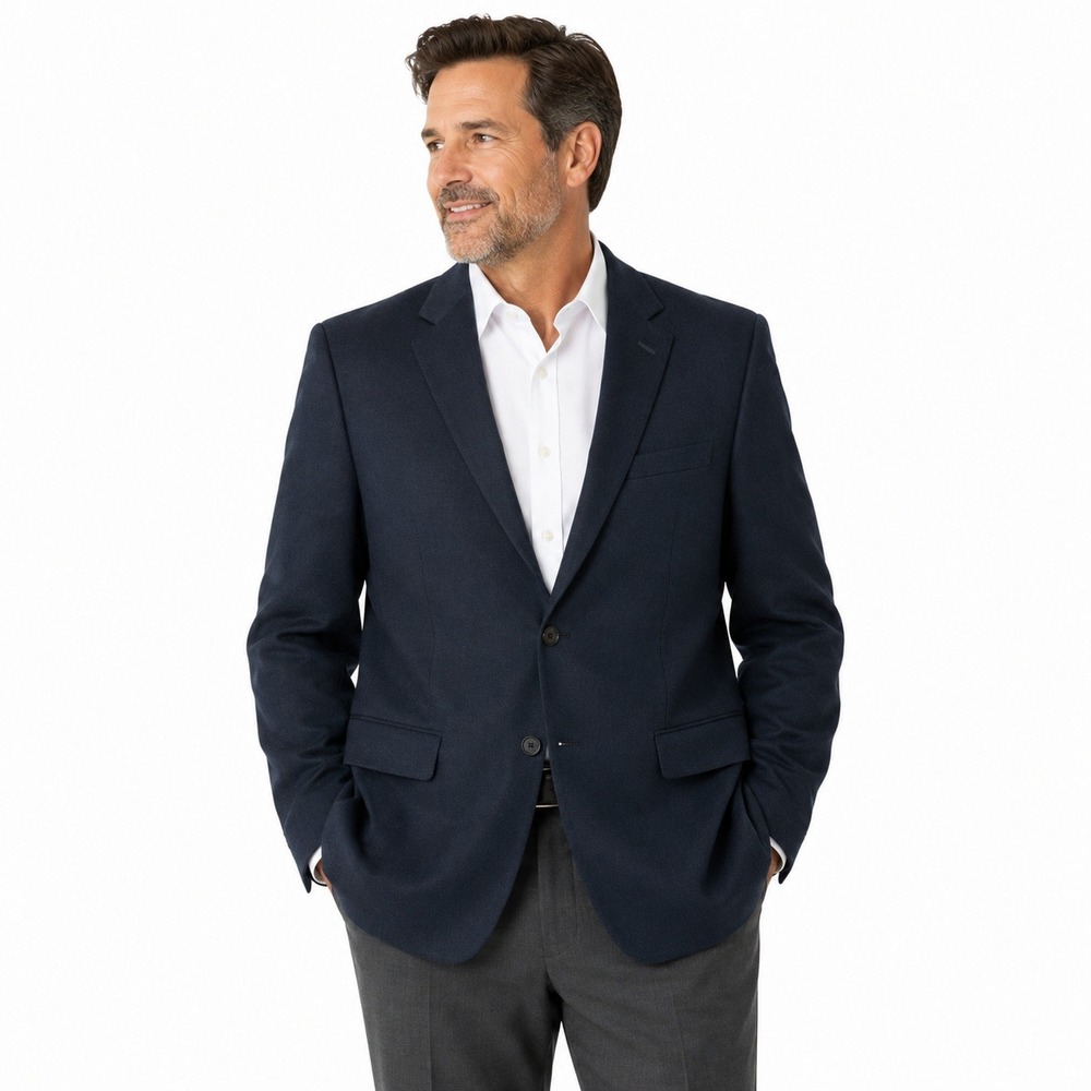 Savoy Taylors Guild Blazer Mens 42R Navy Blue Textured 2-Button SportCoat London